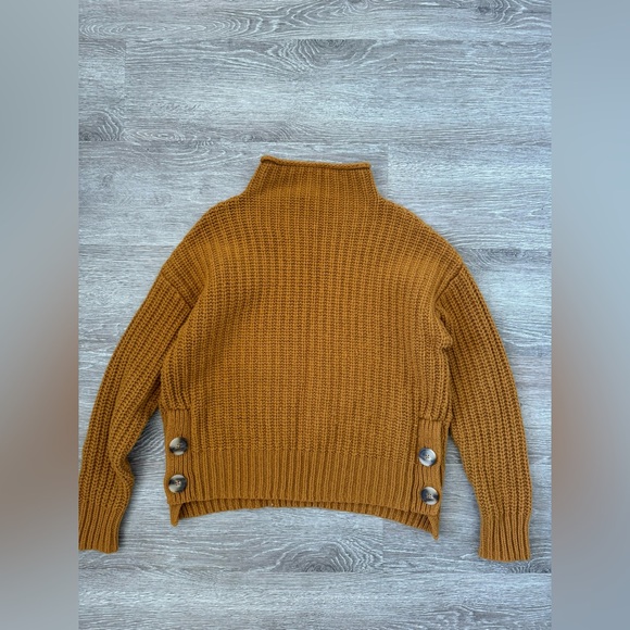 Madewell EUC Mockneck Knit Side-Button Pullover Sweater Size XS Wool Blend Brown - Picture 5 of 9